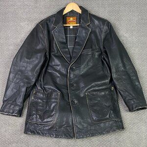 The Territory Ahead Leather Jacket Men's Large Black Blanket Lined Heavyweight